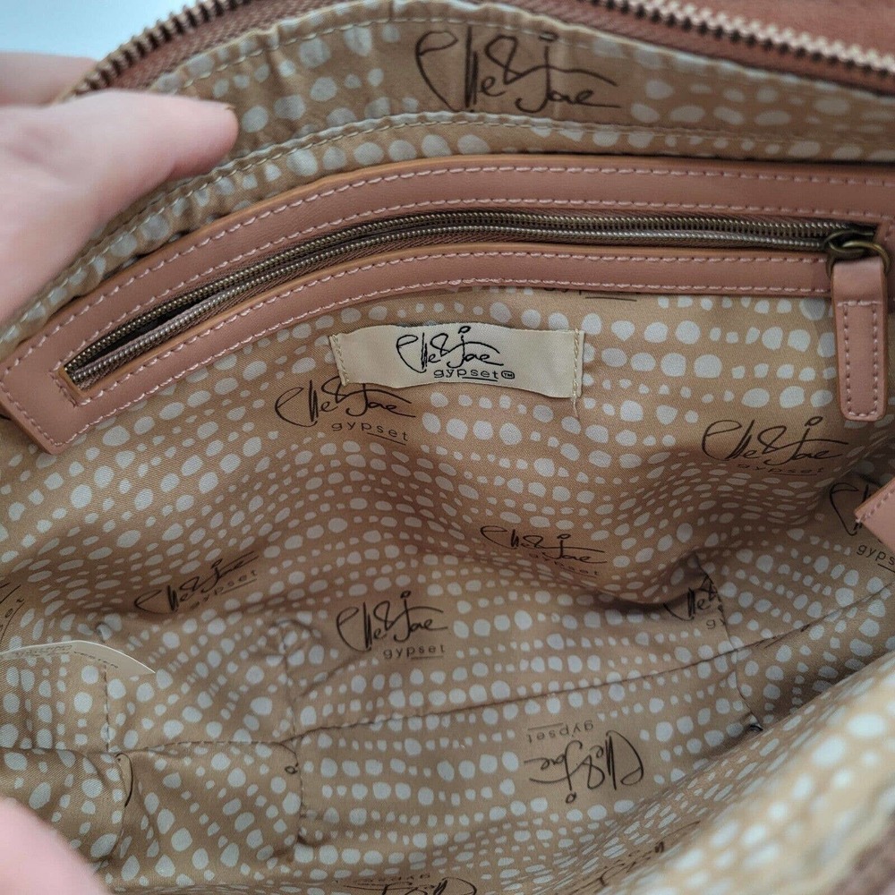 Elle Jae Gypset Tan Marquesas Vegan Crossbody Handbag Two Leaves 8"x10.5"x3.5" - Picture 3 of 14